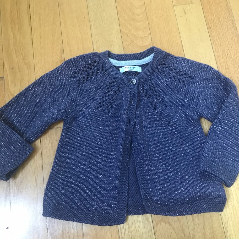 Mini boden sparkle purple cardigan sweater